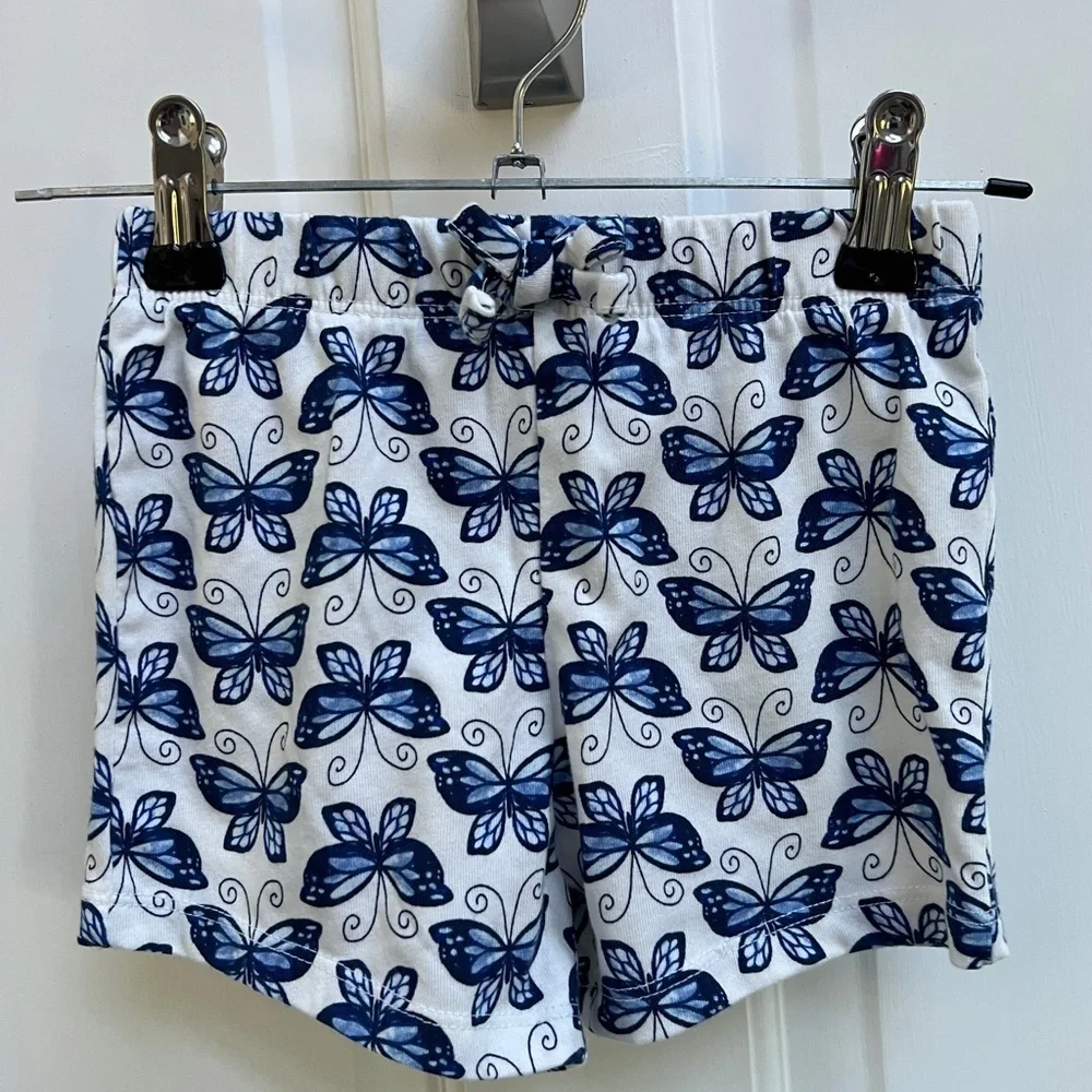 NWOT The Children’s Place 2T White and Blue Butterfly Soft Girls Shorts